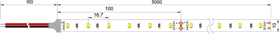 2835 60LEDs/m (Min. 4,8W/m, Max. 14,4W/m)